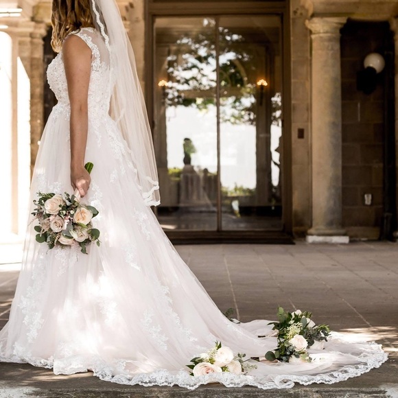 Blush lace Lace Wedding Dress